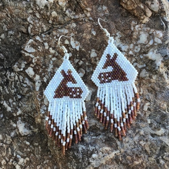 Fawn Beaded Earrings, New, Handmade by Me - Picture 3 of 8